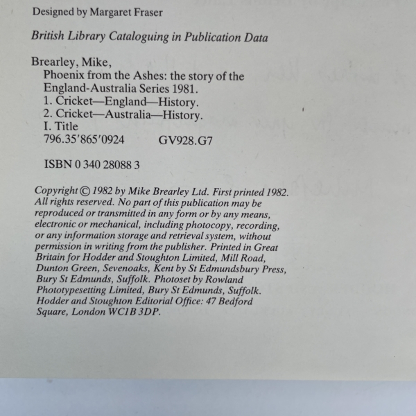 mike brearley phoenix from the ashes signed first 3