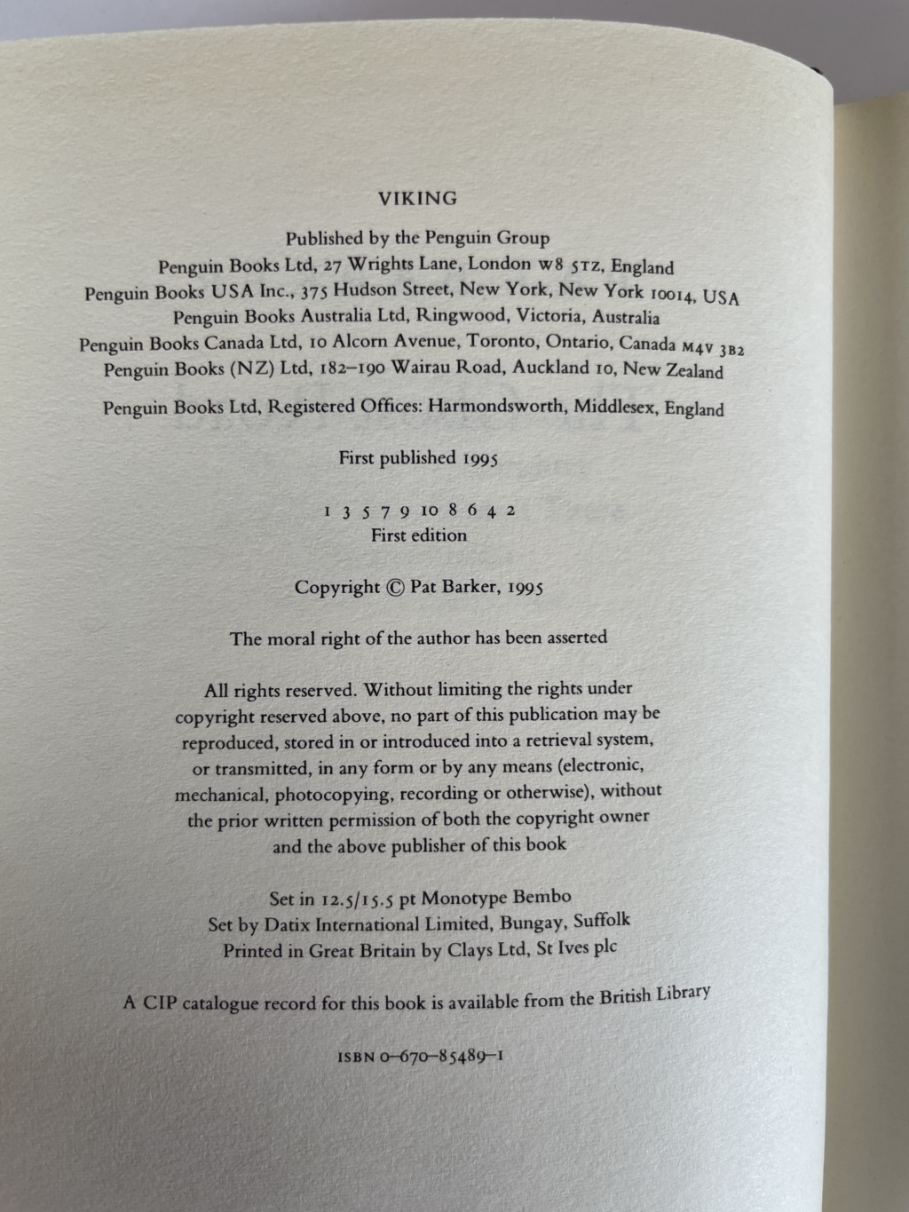 pat barker the ghost road signed first edition3