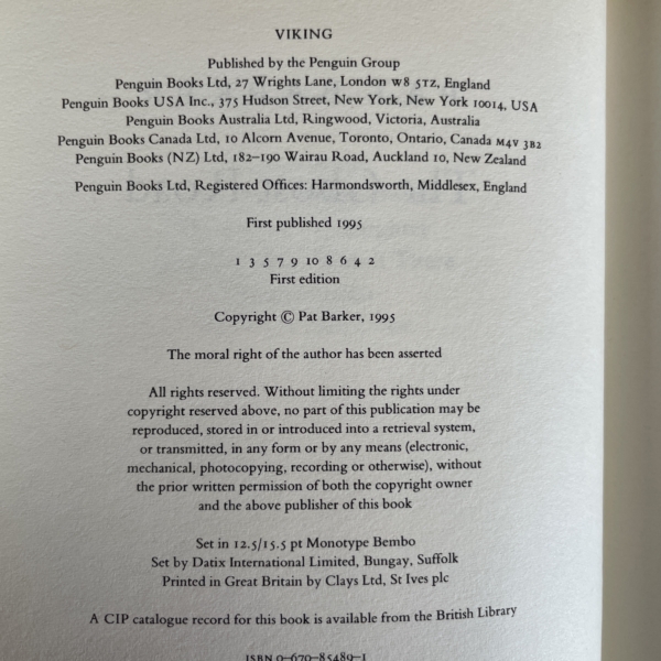 pat barker the ghost road signed first edition3