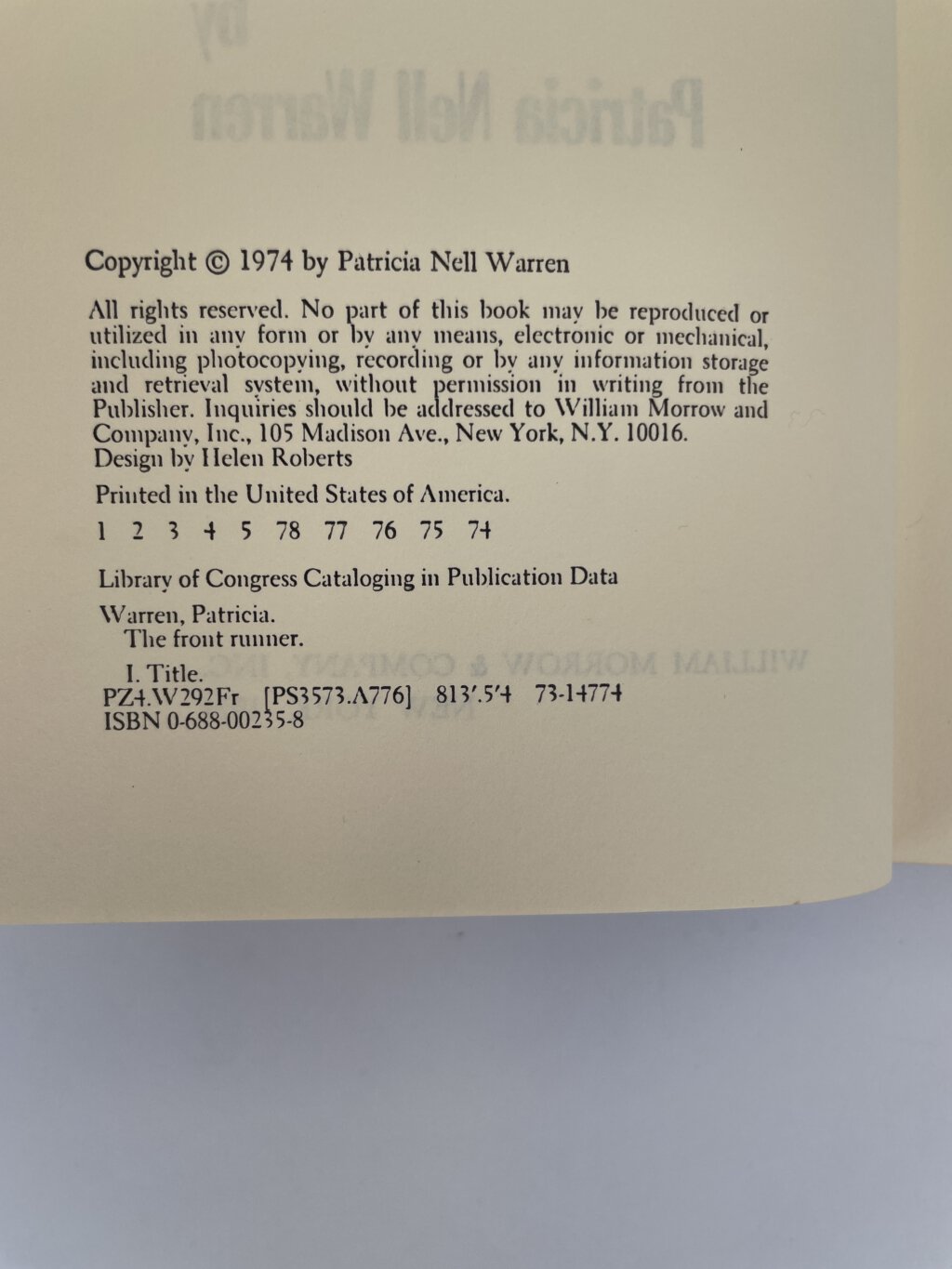 patricia nell warren the front runner first edi2