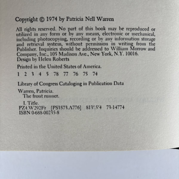 pratricia nell warren the front runner first ed2