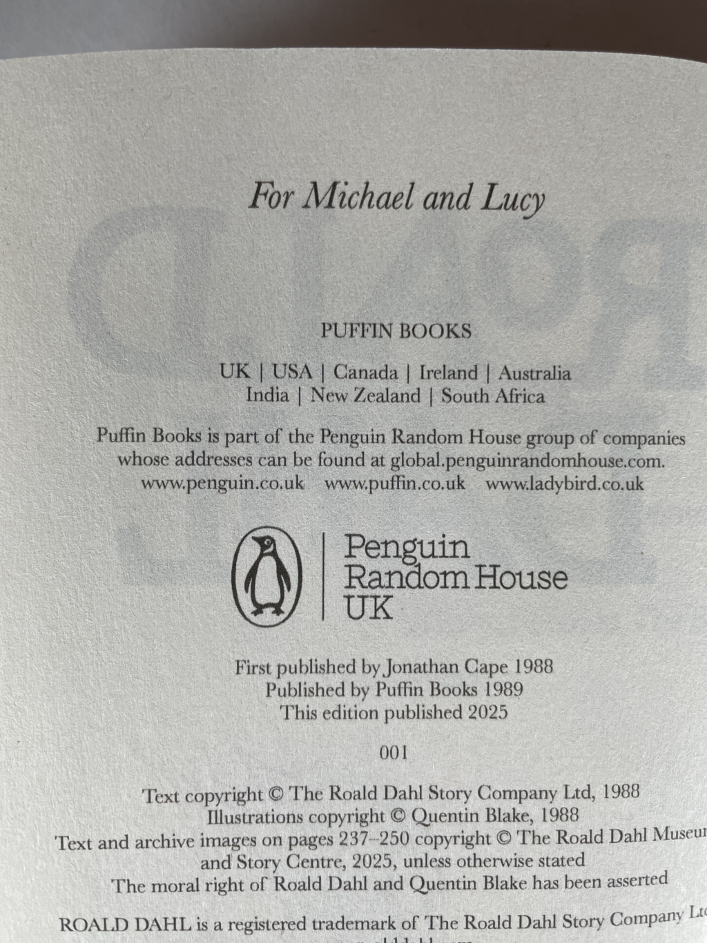 roald dahl society first edition set5