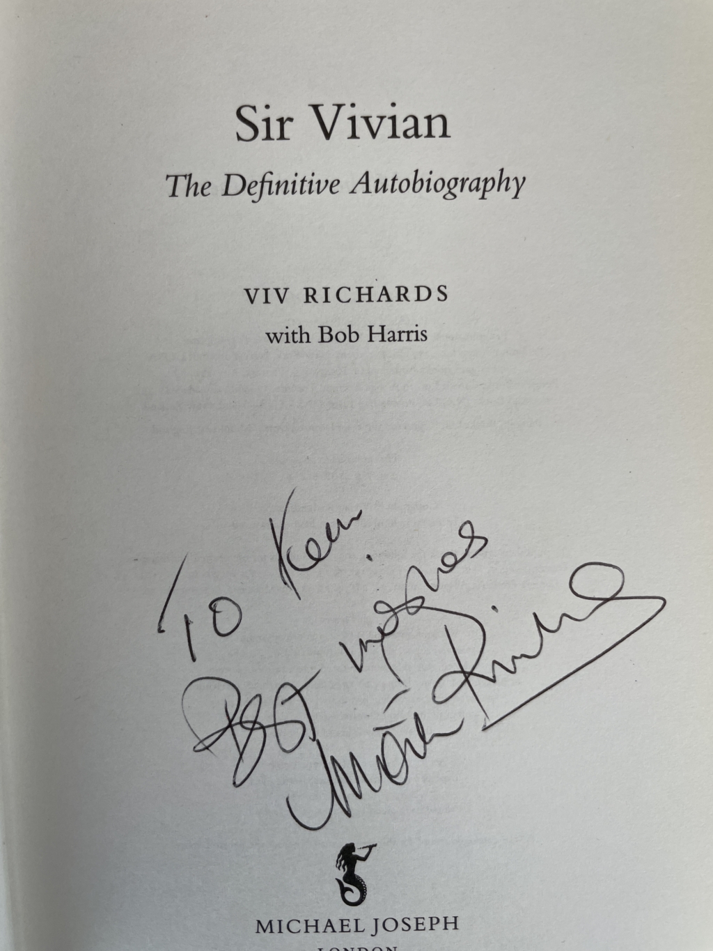 sir vivian richards signed first edition2