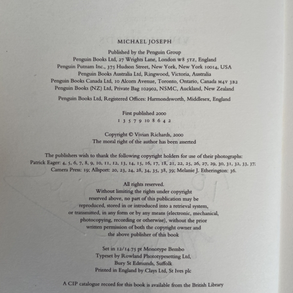 sir vivian richards signed first edition3