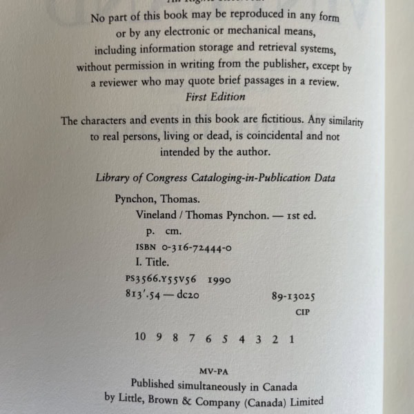 thomas pynchon vineland first us ed2