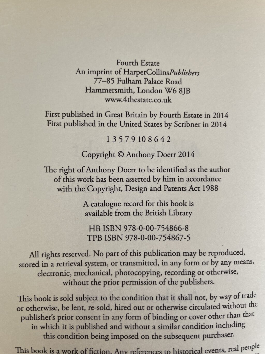 anthony doerr all the light we cannot see first edition2
