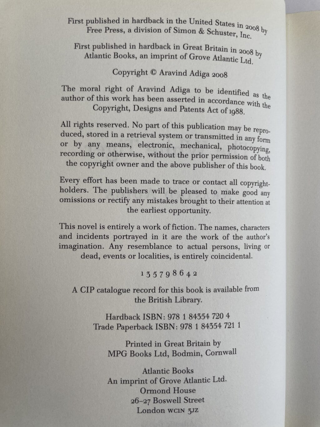 aravind adiga the white tiger first edition2