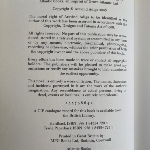 aravind adiga the white tiger first edition2