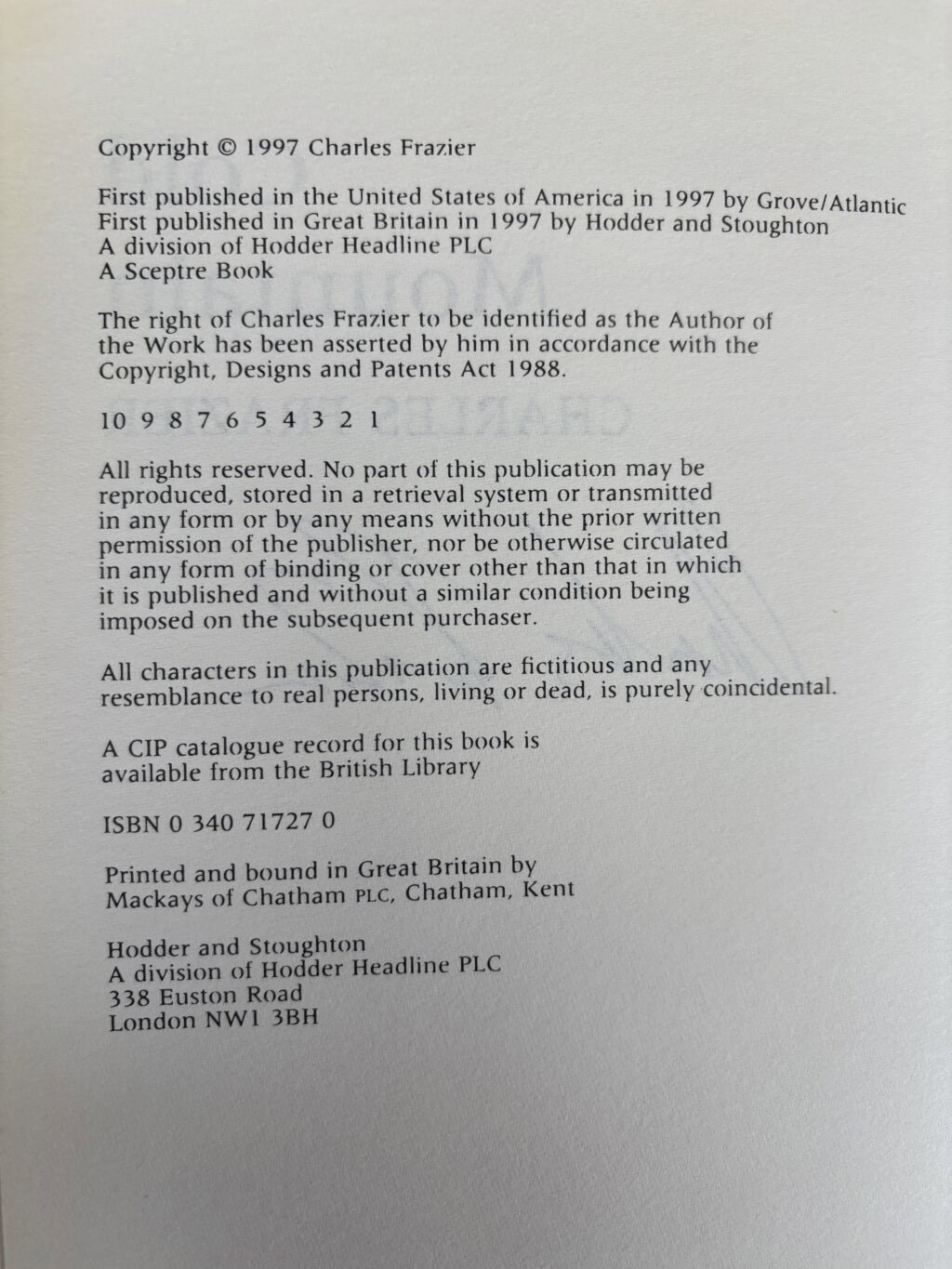 charles frazier cold mountain first edition2