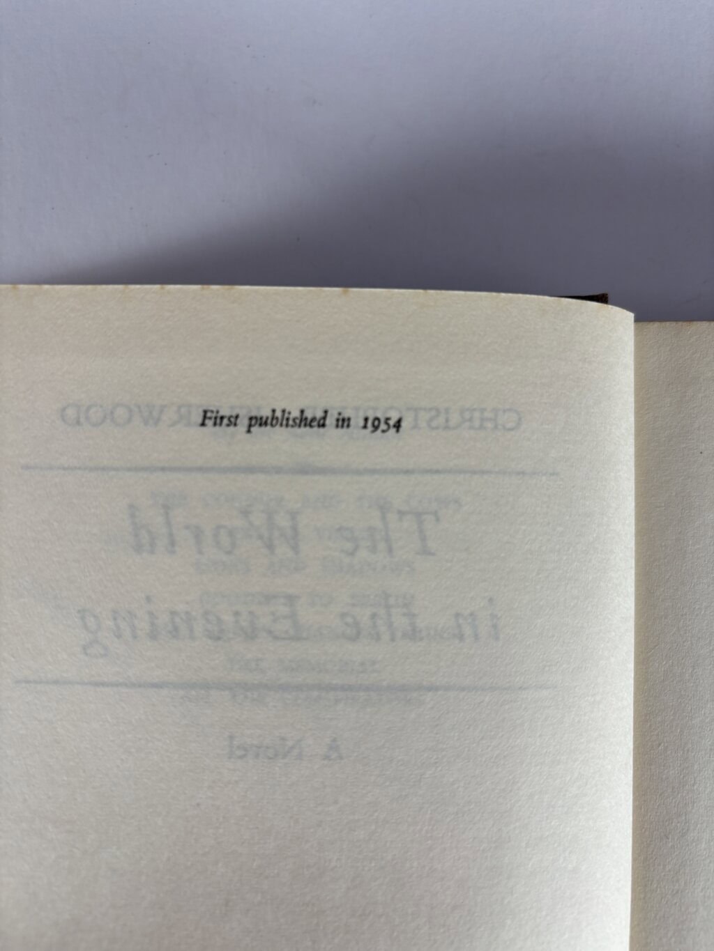 christopher isherwood the world in the evening first ed2
