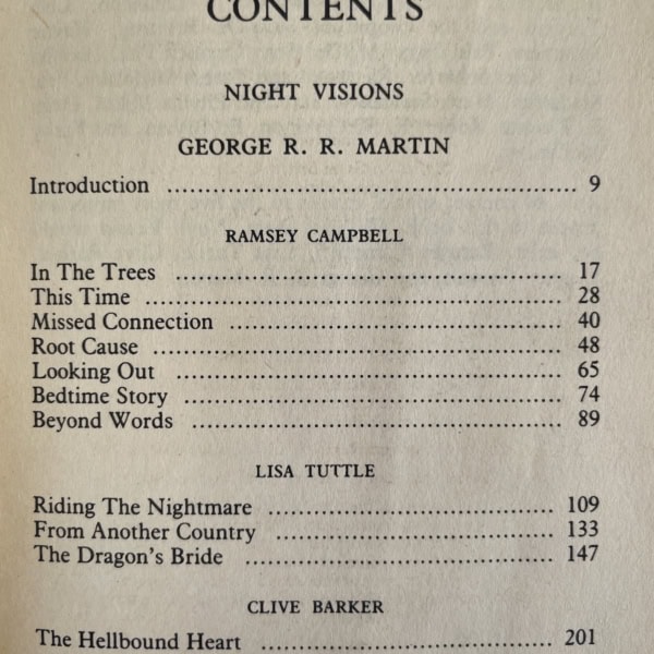 clice barker night visions first ed3