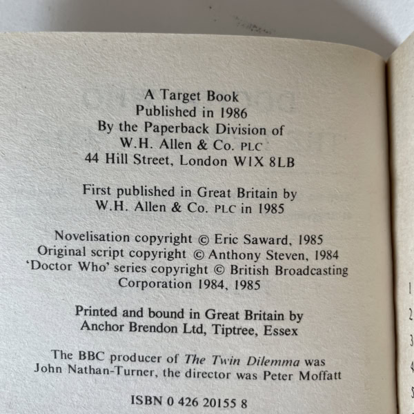 eric saward doctor who the twin dilema first2