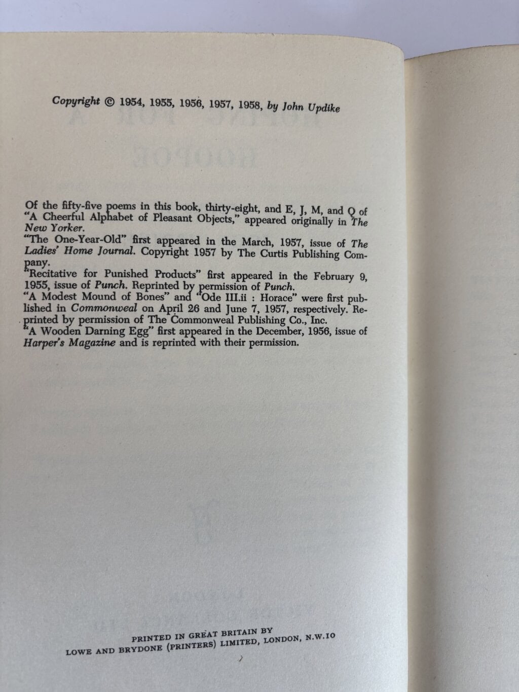 john updike hoping for a hoopoe first edition3