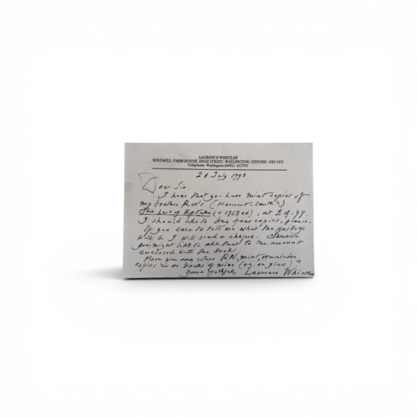 lawrence whistler signed postcard1