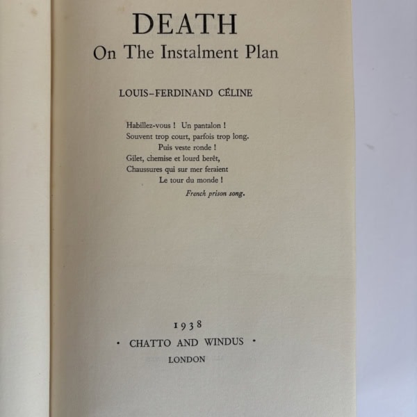 louis ferdinand celine death on the instalment plan first ed2