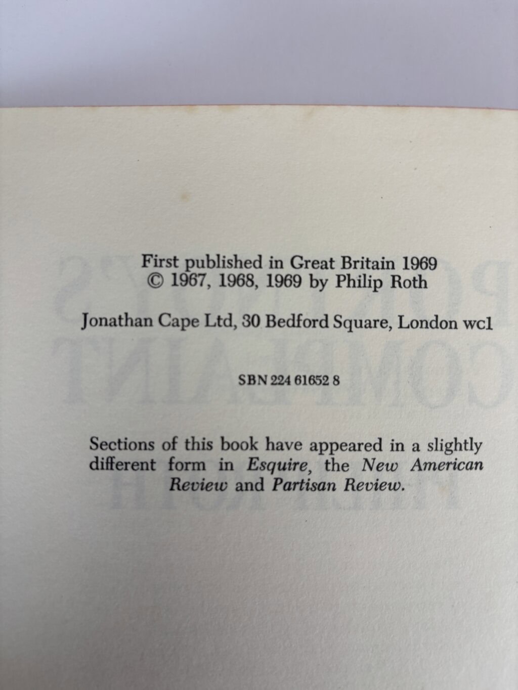 philip roth portnows complaint first edition2