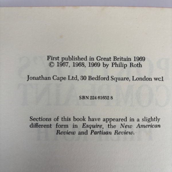philip roth portnows complaint first edition2