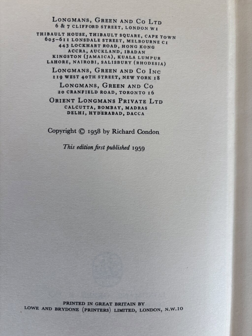 richard condon the oldest confession first edition2
