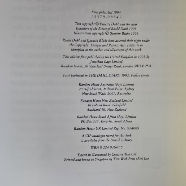 roald dahl my year first edition2