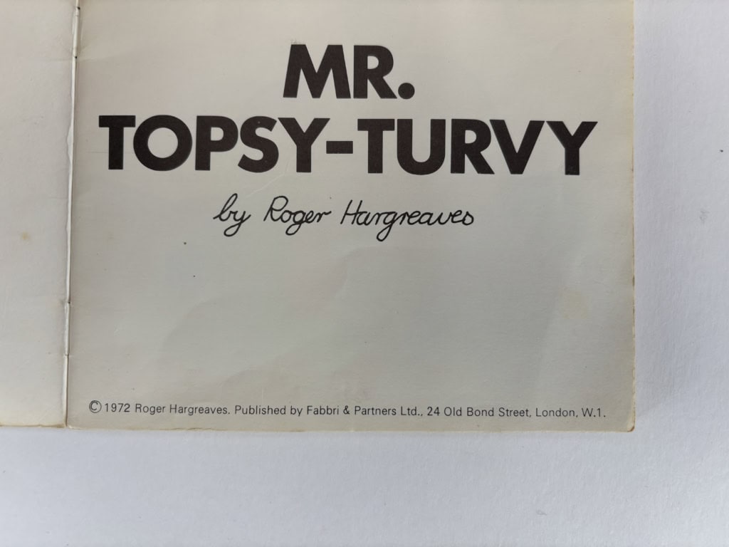 roger hargreaves mr topsy turvy first edition2