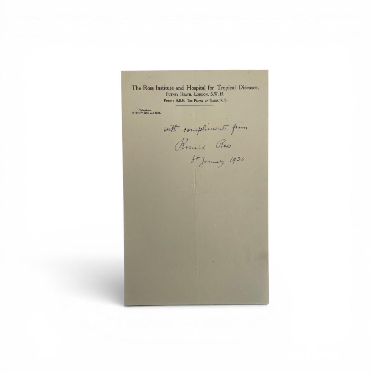 ronald ross signed letter1