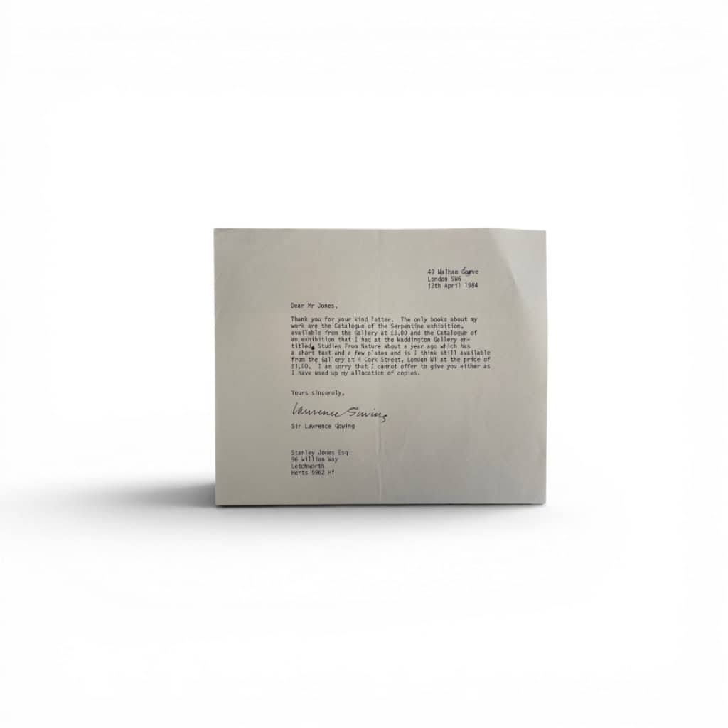 sir lawrence gowing signed letter1