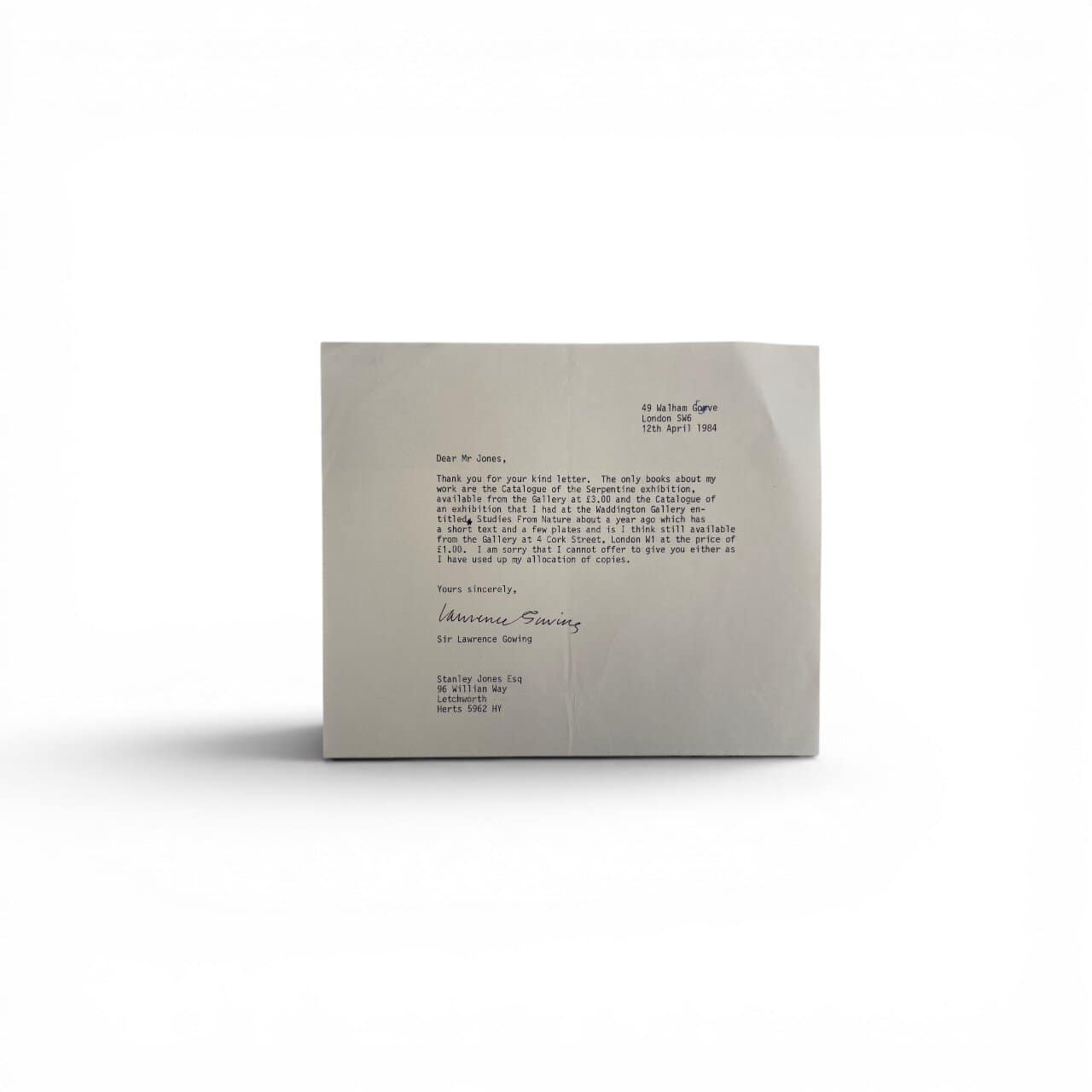 sir lawrence gowing signed letter1