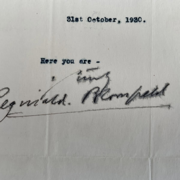 sit reginald blomfield signed letter2