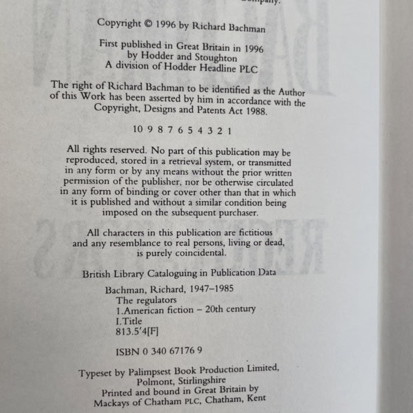 stephen king the regulators first uk edition2