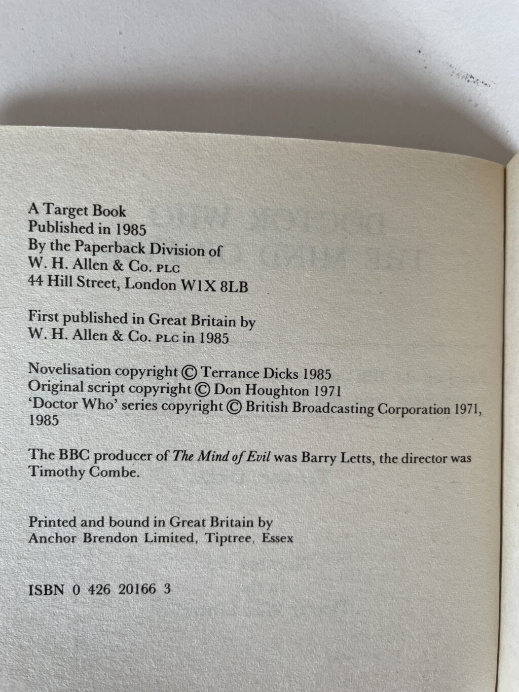 terrance dicks doctor the mind of evil first2