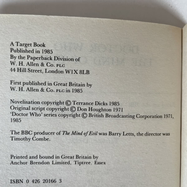 terrance dicks doctor the mind of evil first2