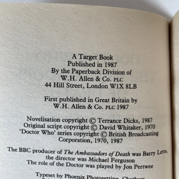 terrance dicks doctor who and the ambassadors of death first2