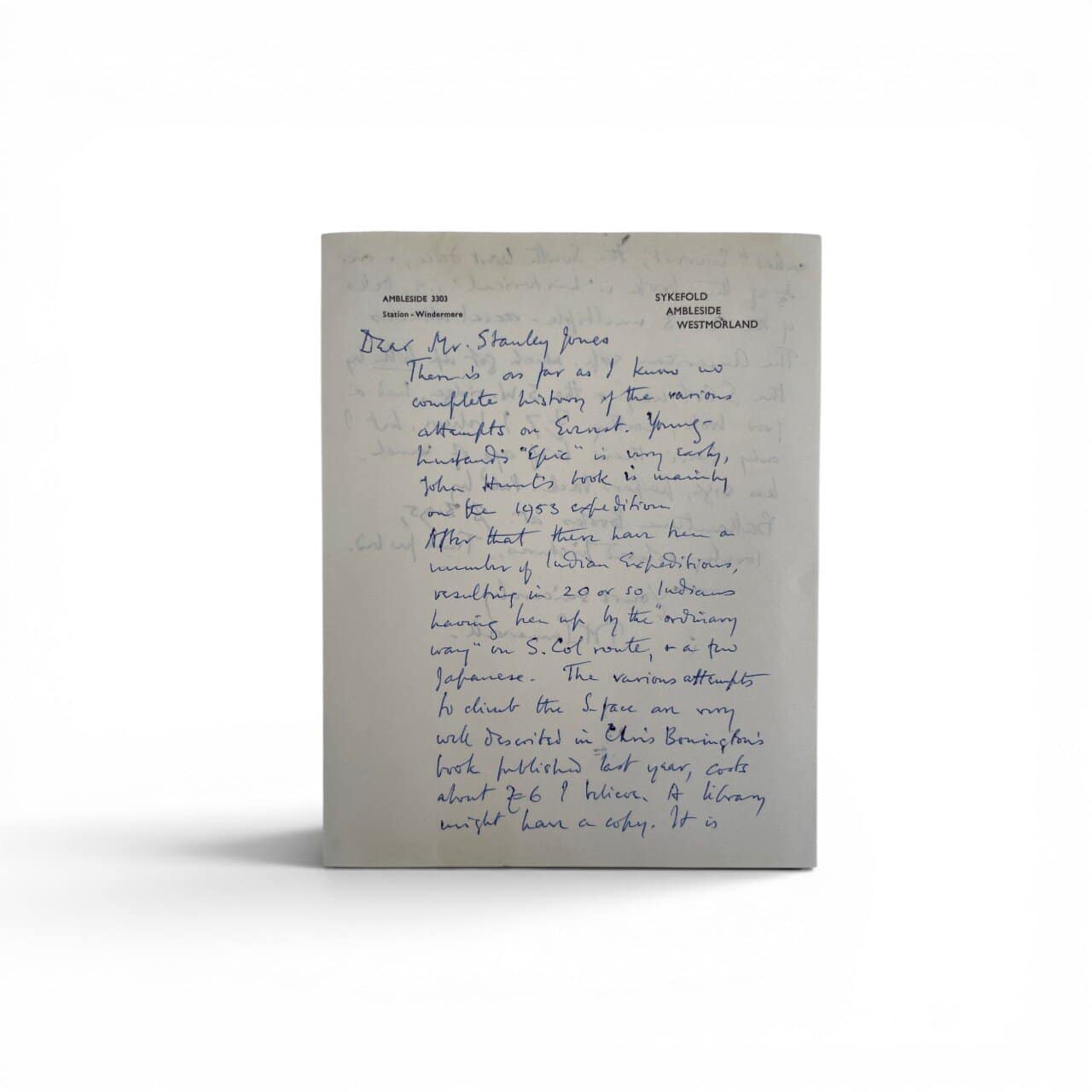 theodore howard somervell signed letter1