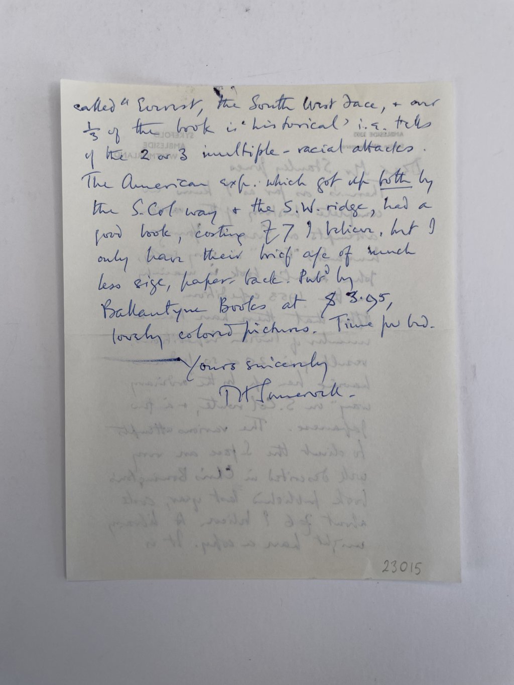 theodore howard somervell signed letter2