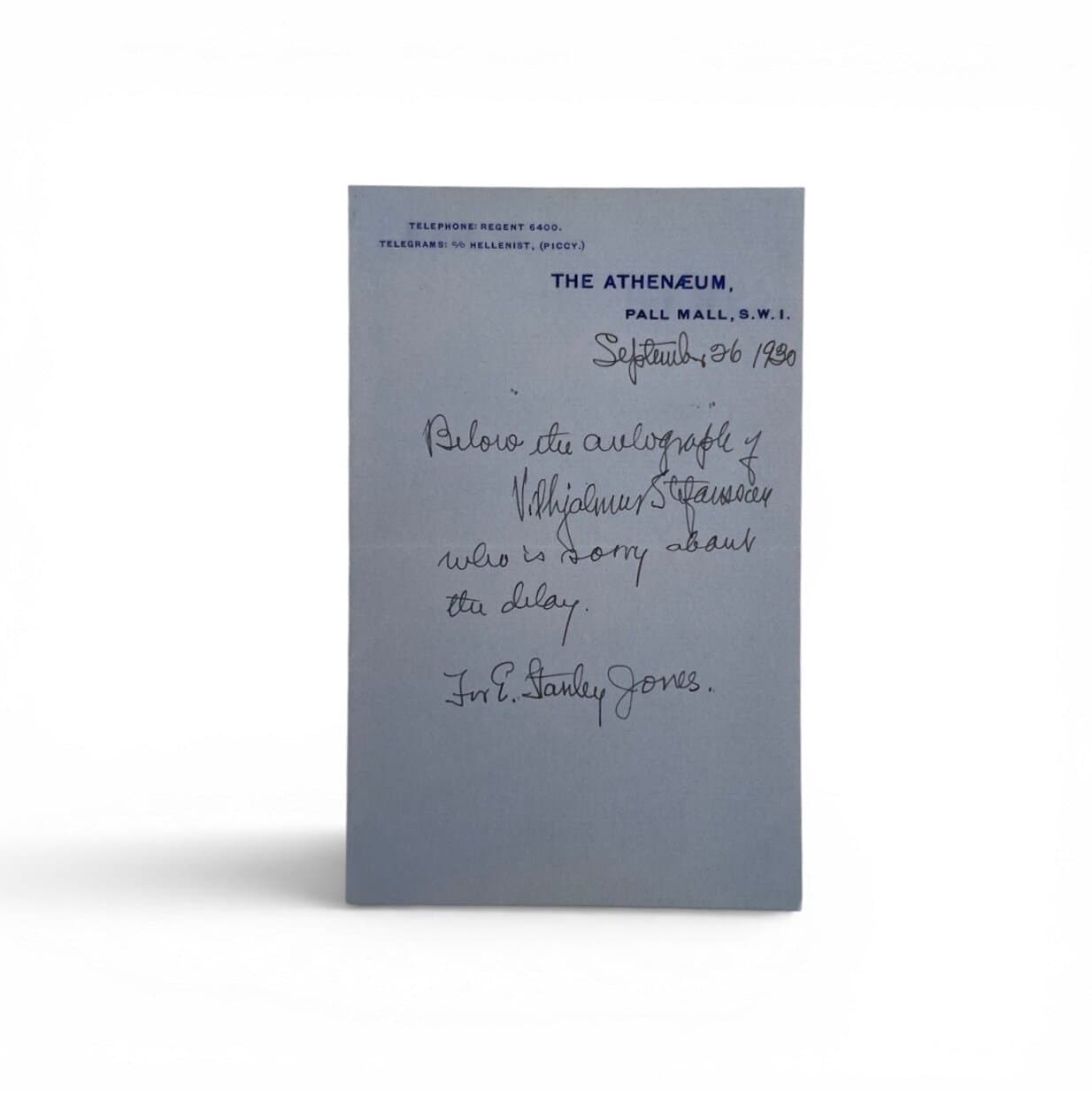 vilhjalmur stefansson signed letter1