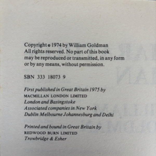 william goldman marathon man first edition2