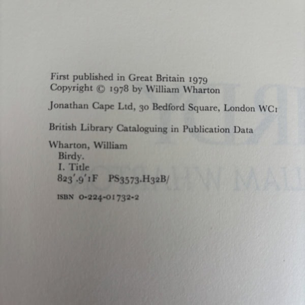 william wharton birdy first edition2