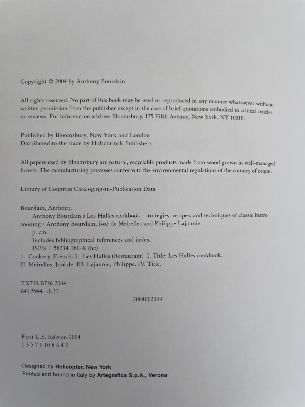 anthony bourdain les halles cookbook first edition2