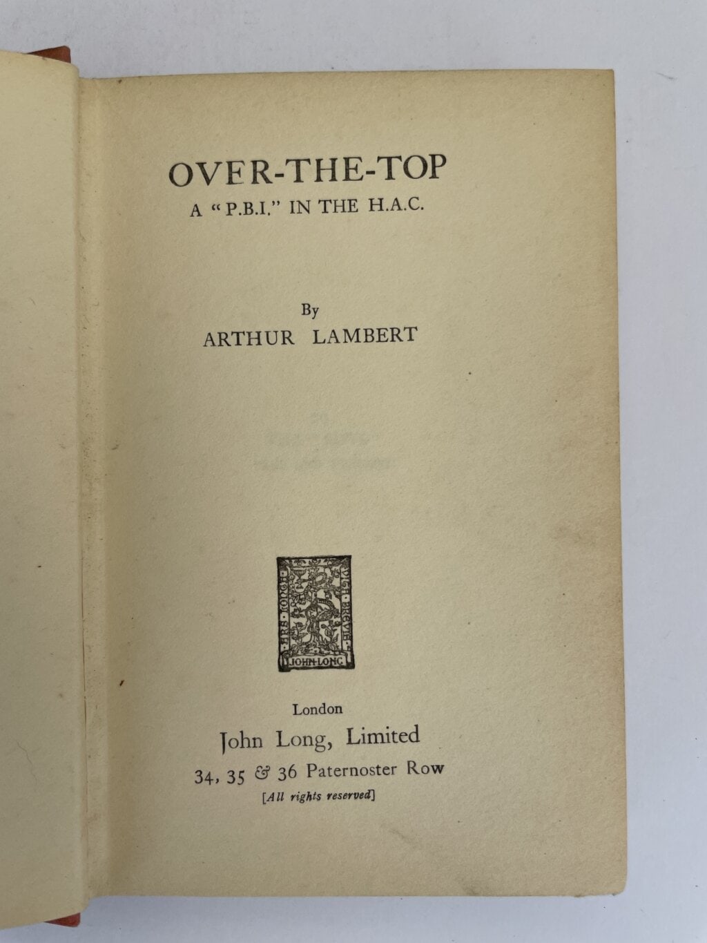 arthur lambert over the top first edition2