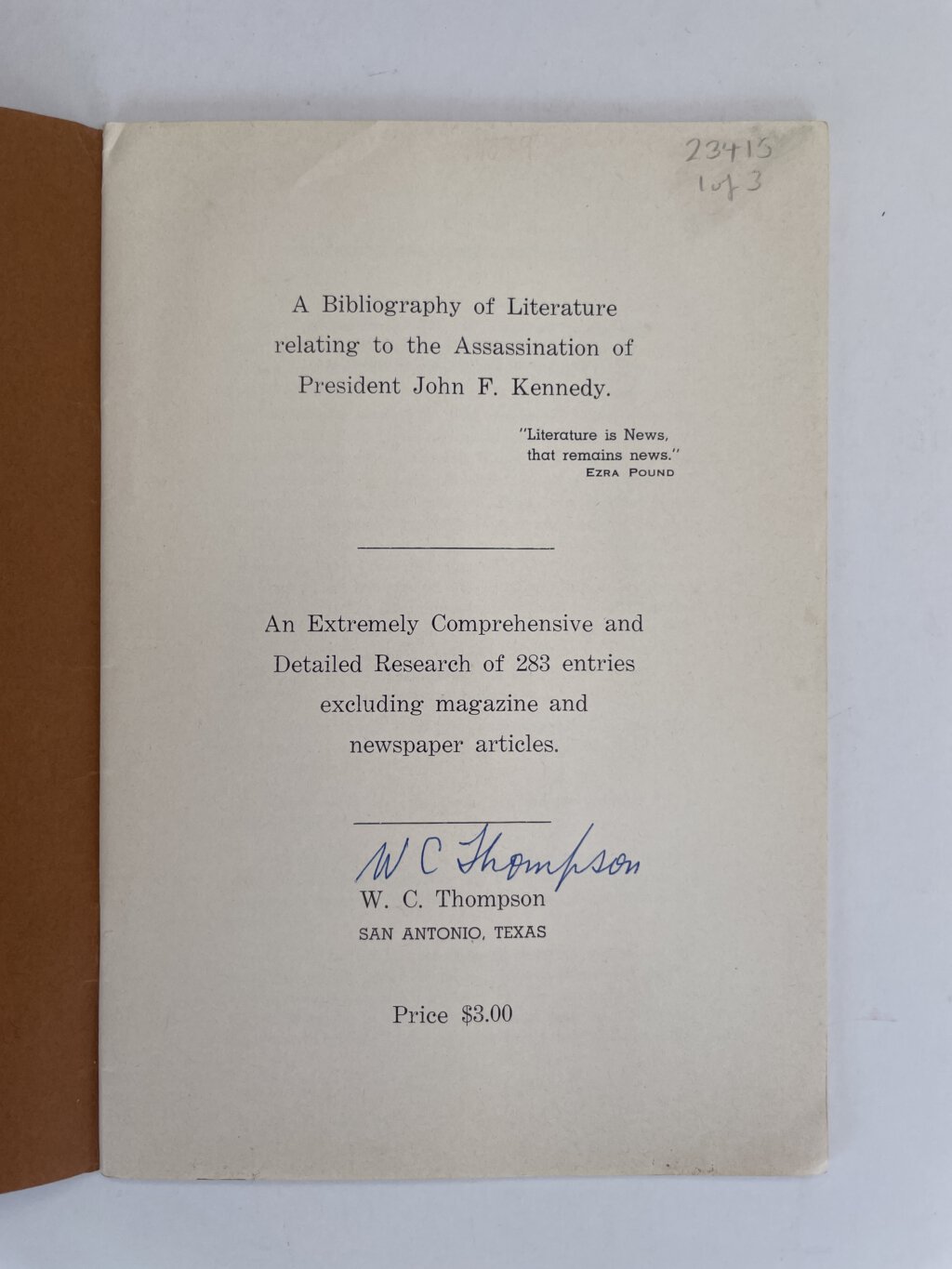 bib of lit relating to jfk 2