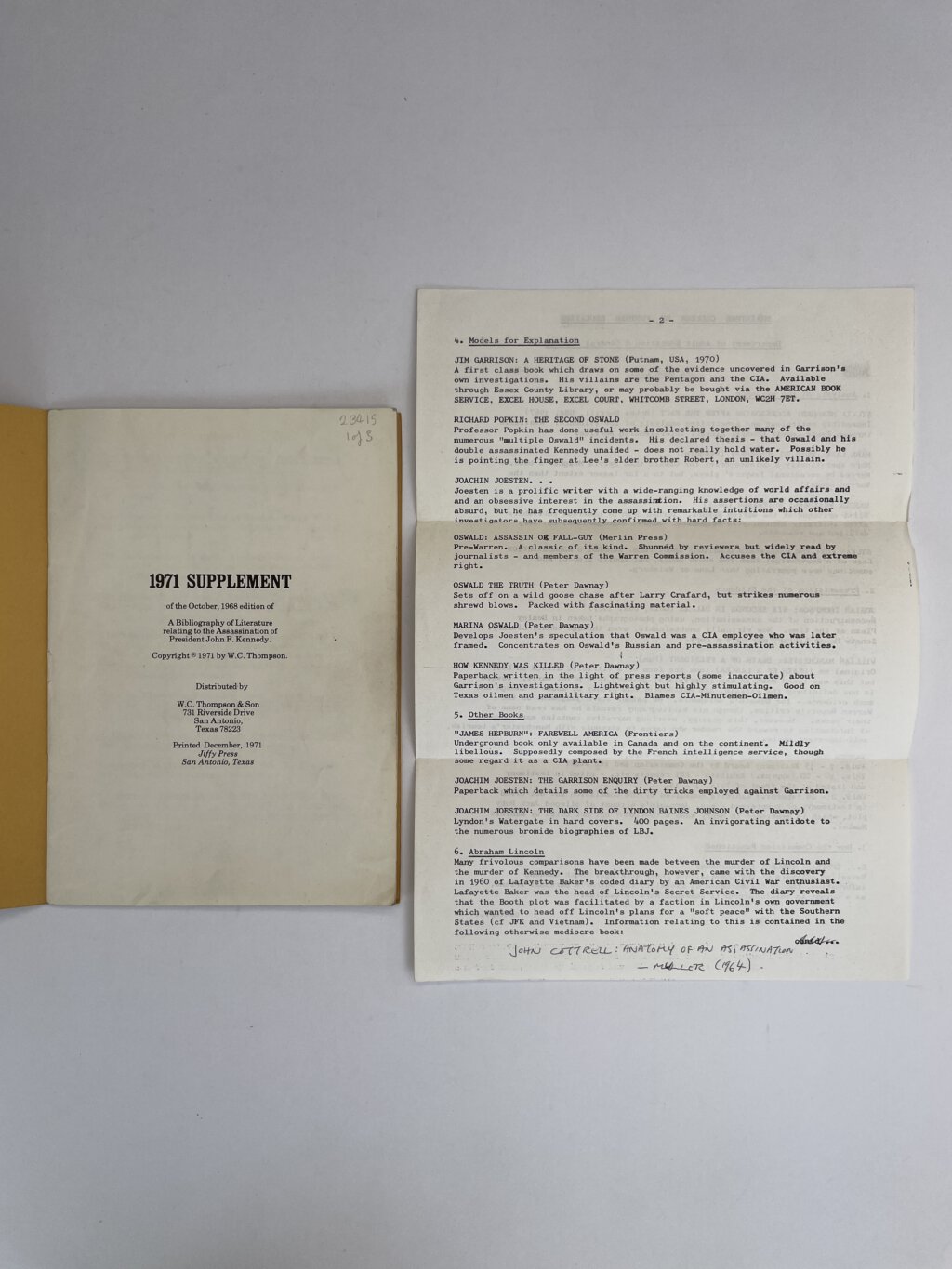 bib of lit relating to jfk 5