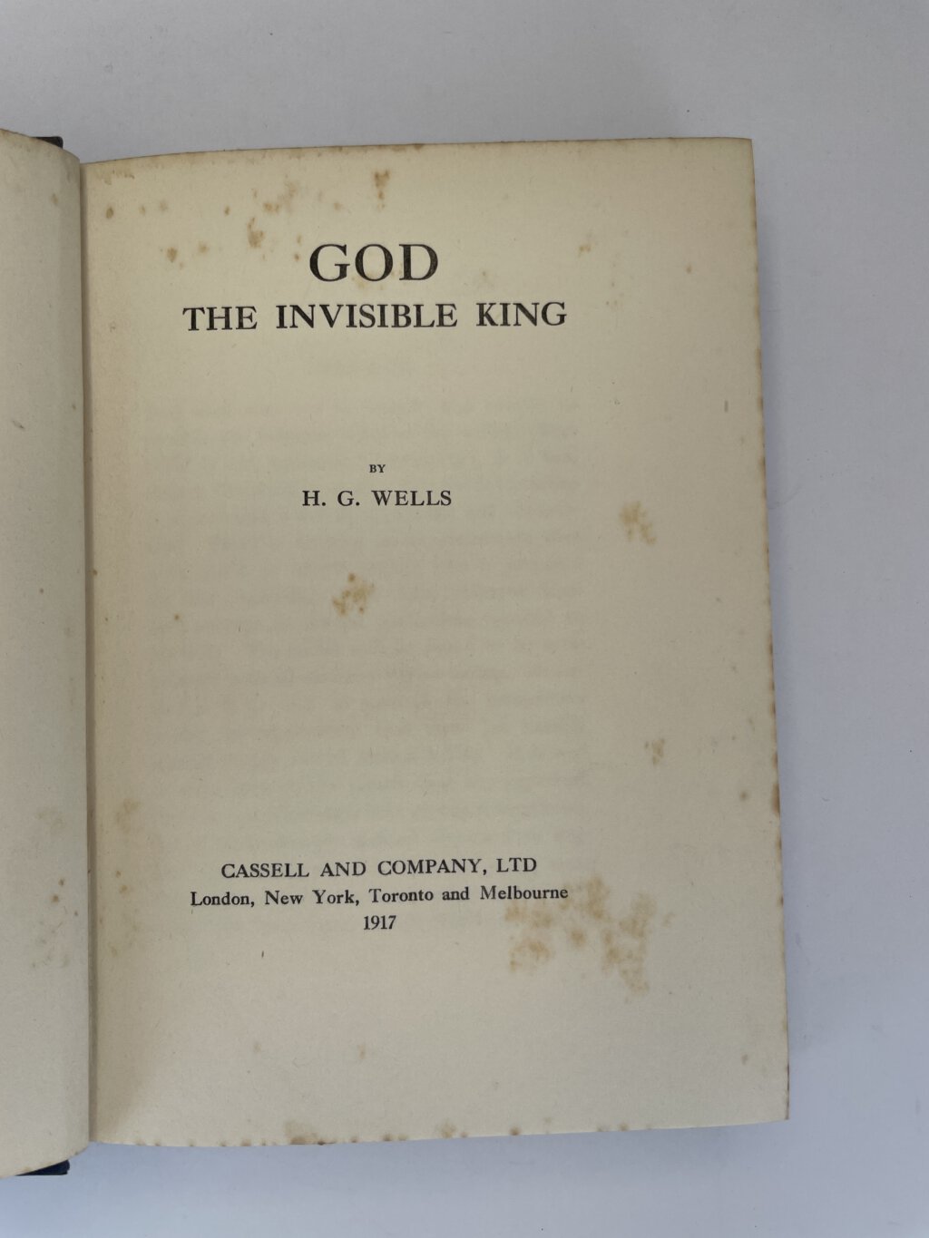 hg wells god the invisible king first edition2
