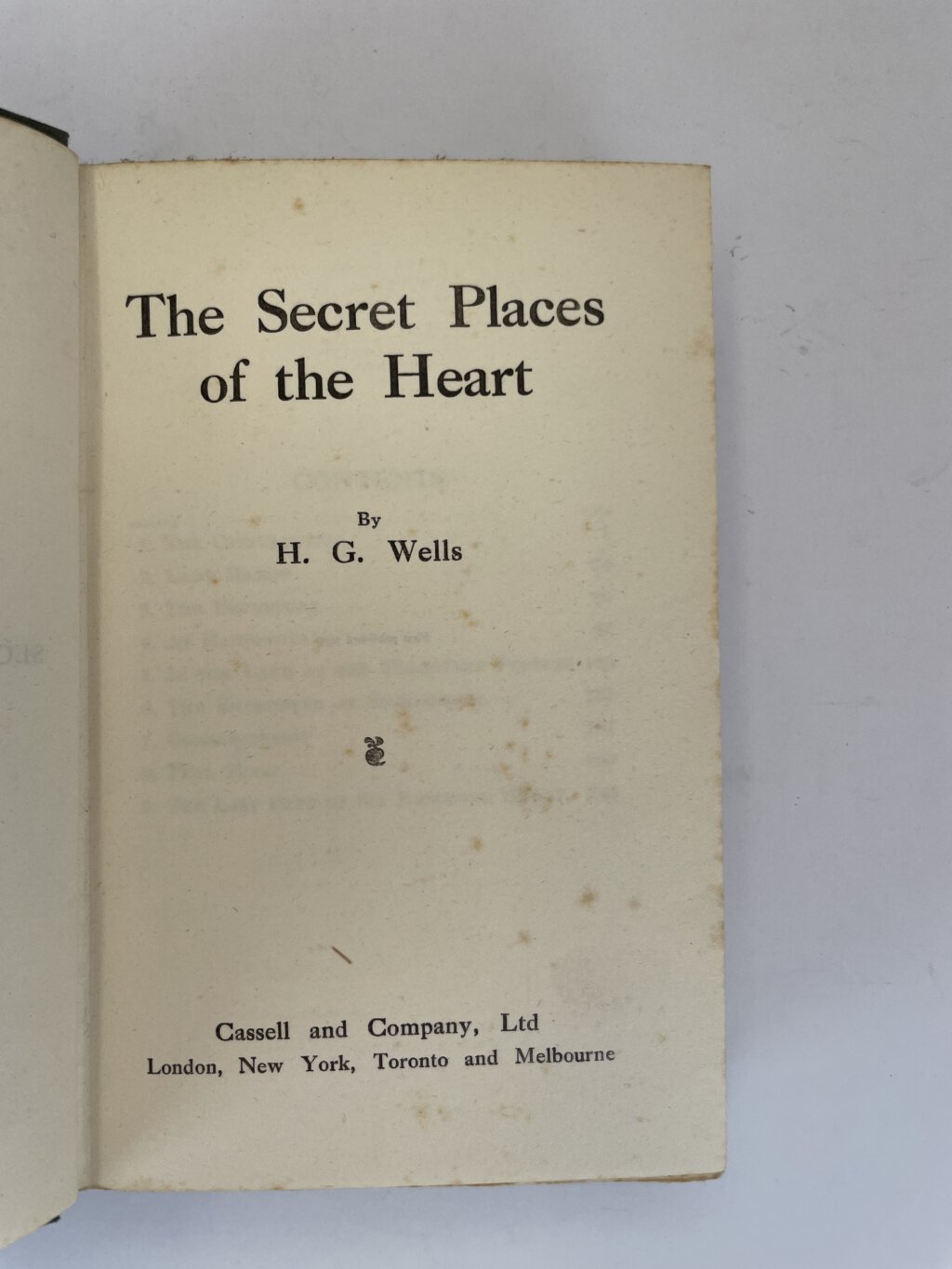 hg wells the secret places of the heart first edition2