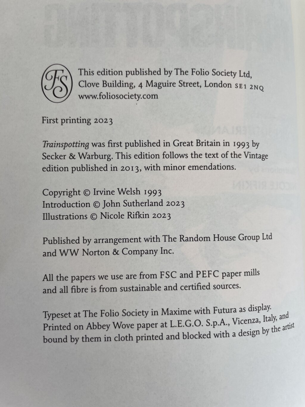 irvine welsh trainspotting first folio3