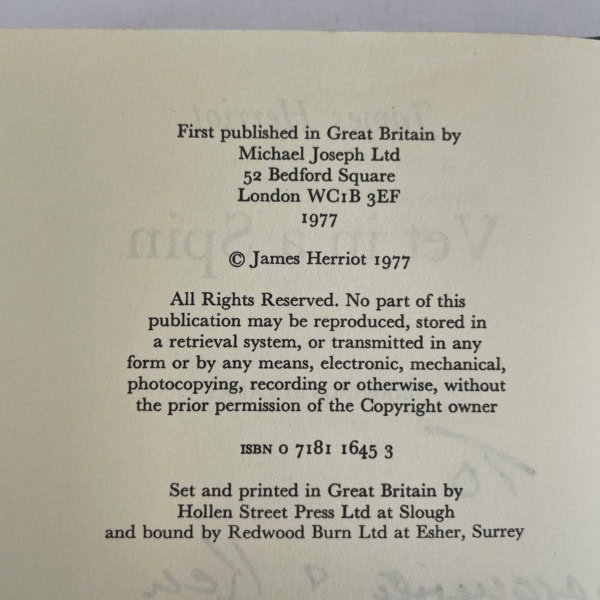 james herriot vet in a spin signed first 3