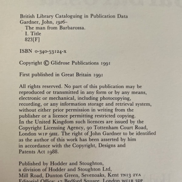 john gardner the man from barbarossa first edition2