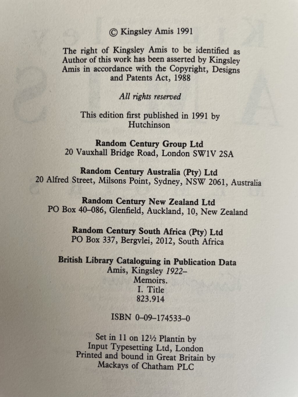 kingsley amis memoirs first ed2