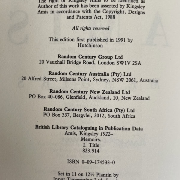 kingsley amis memoirs first ed2