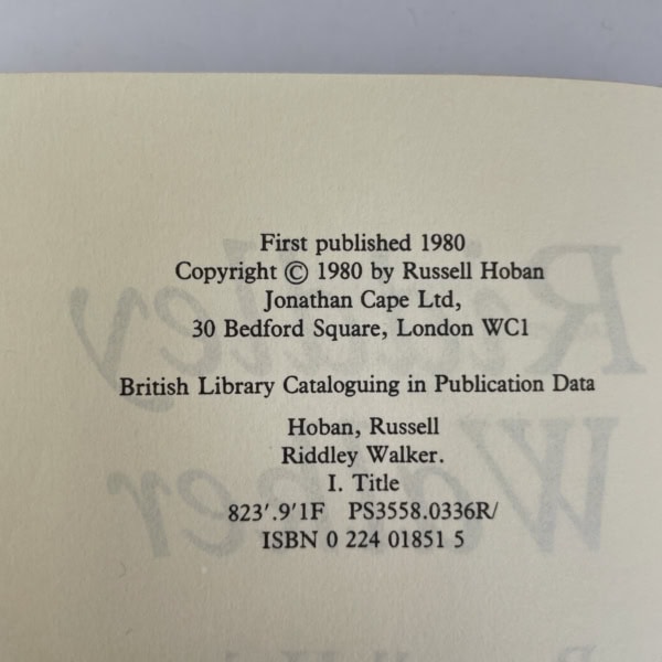 russell hoban riddley walker first edition2
