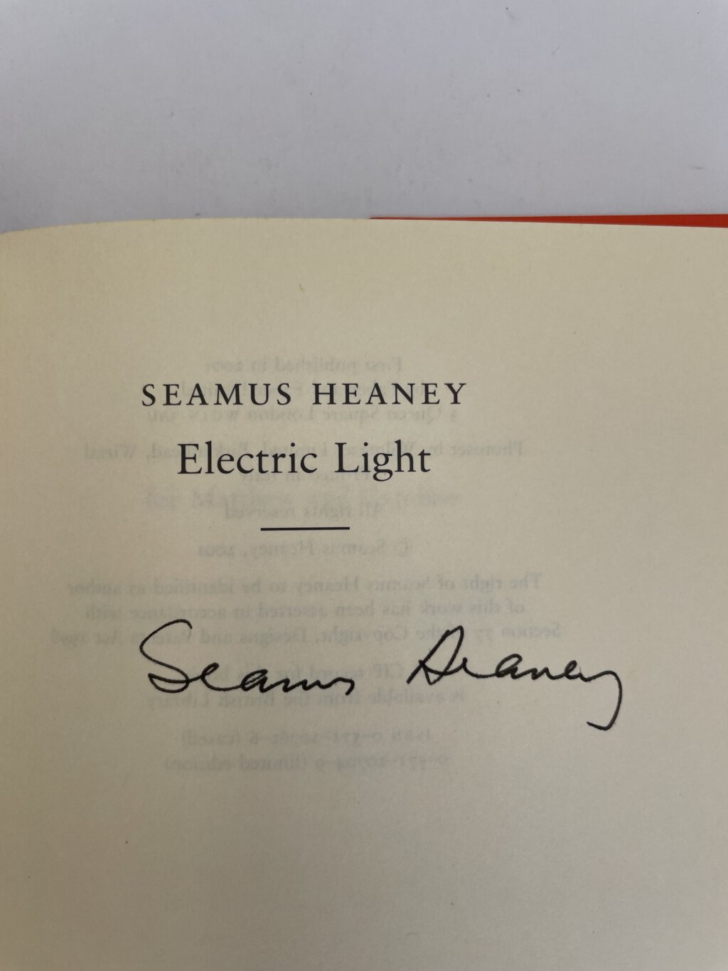 seamus heaney electric light signed first 2